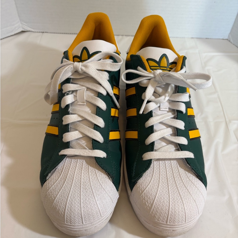 Adidas SuperStar Green and Yellow Sneakers